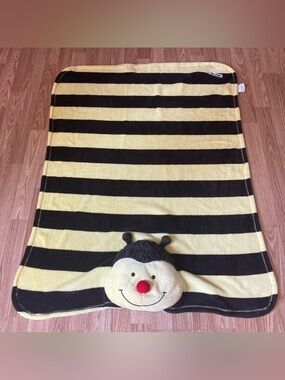 Pillow Pets Bumblebee Blanket 2010 Yellow Brown Commonwealth Toy HTF 47 x 35